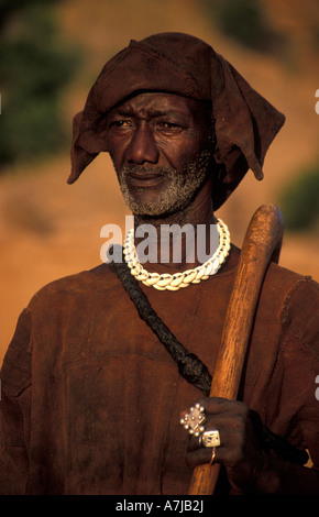 traditionelle Jäger, Telí Dorf, Dogon Landes, Mali Stockfoto