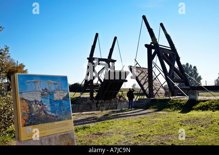 Die Brücke Langlois malte von Vincent Van Gogh in Arles, Provence, Frankreich. Stockfoto