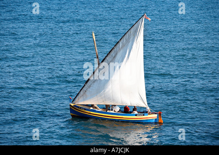 Katalanische Boot Segeln, Pyrenäen Orientales, Frankreich. Stockfoto