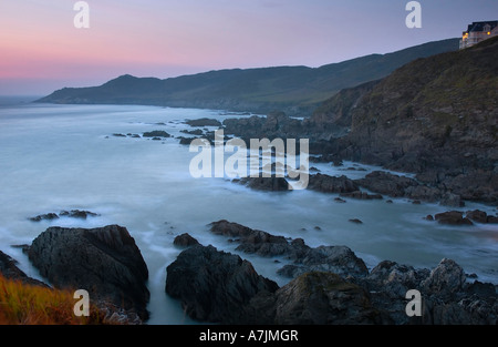 Barricane Strand Mort Punkt nach Sonnenuntergang North Devon Stockfoto