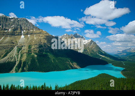 Peyto Lake von Bow Summit in Mitte Nachmittag, höchster Punkt auf dem Icefields Parkway, Banff NAT ' l Park, Alberta, Kanada aus gesehen