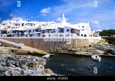 Maurische weiß getünchten Häuser Binibeca Vel Binibecca Vell Hafen Hafen Menorca Minorca Balearen Spanien Europa Stockfoto