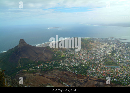 Luftaufnahme von Kapstadt und Signal Hill vom Tafelberg Kap-Provinz in Südafrika Stockfoto