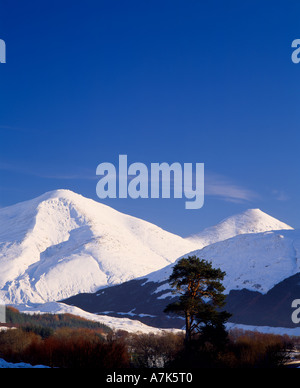 Ben More und Stob Binnein von Strath Fillan, in der Nähe von Crianlarich, Stirling, Schottland Stockfoto