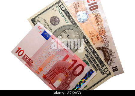 In den großen internationalen Währung gegen einen weißen Hintergrund. Stockfoto