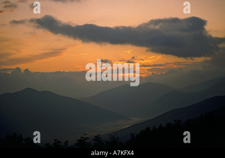 Sonnenuntergang über der weißen Berge New Hampshire USA Stockfoto