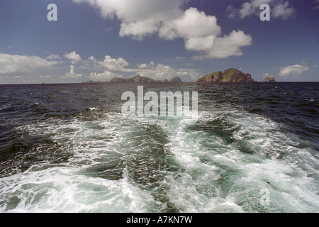 Abschied von St Kilda Schottland westlichen Inseln äußeren Hebriden Ansicht vom Boot Rückkehr zum Festland Westküste Stockfoto