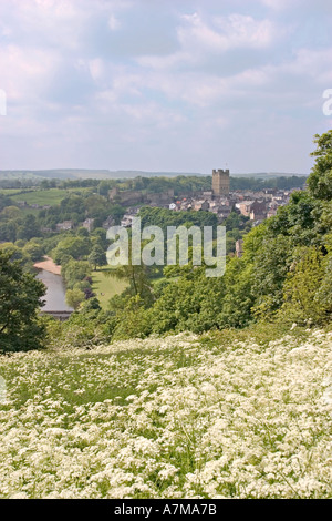 Richmond North Yorkshire UK Blick von Osten im Frühjahr Stockfoto