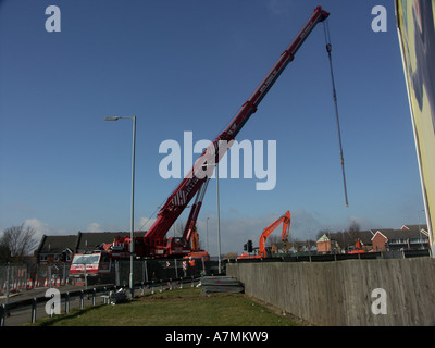 Straßensperrung während großen Eisenbahn Modernisierungsarbeiten an die West Coast mainline in den Midlands durchgeführt wird. Stockfoto