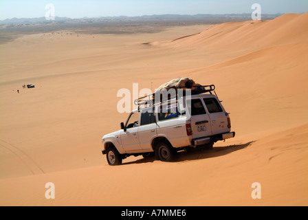 Jeep-Safari, Idehan Murzuq Sand Meer, Wüste Sahara, Libyen Stockfoto