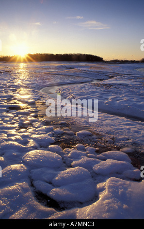 Nordamerika, USA, NH, Eis-Muster.  Sunrise.  New Hampshire Seeküste. Stockfoto