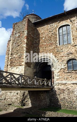 Der Eingang zu Colchester Schlosspark im Frühjahr Colchester Castle im ältesten Britains aufgezeichnet Stadt Stockfoto