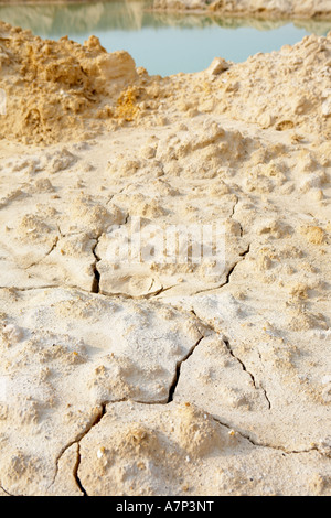 Die Saat versengt und rissige trockene Erde Oberfläche nur aus Wasser erreichen 14 04 2007 Stockfoto