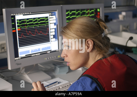 DEU Deutschland Westdeutsches Herzzentrum Essen Klinik für Kardiologie Ueberwachungsraum DEU Deutschland Essen Westdeutsches Herzzentrum Klinik für Kardiologie Supervision Raum WICHTIG Fotos duerfen nicht für Werbung PR anderer Kliniken Krankenhaeuser eingesetzt werden Stockfoto