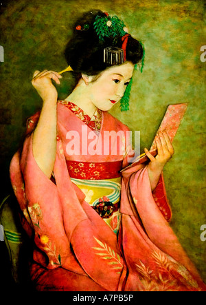 Kyoto Gion Geisha Frau Mädchen Gemälde Kunst Galerie Stockfoto