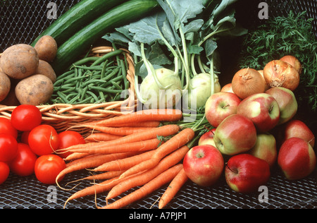 verschiedene Arten von Garten Obst und Gemüse Stockfoto
