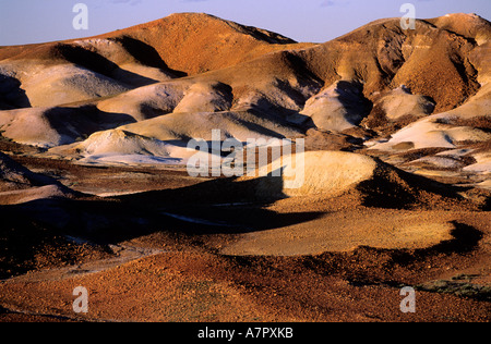 Australien, South Australia Coober Pedy, Ausreißversuche Reserve Wüste Bereich bestehend aus Tafelbergen Stockfoto