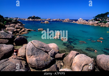 Frankreich, Côtes d ' Armor, Ploumanach, Côte de Granit rose oder rosa Granit Küste Stockfoto