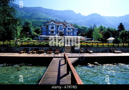 Frankreich, Haute Savoie, Veyrier, Restaurant von Marc Veyrat am Ufer des Sees von Annecy Stockfoto