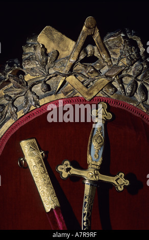 Frankreich, Paris, Kadett Street, Museum der Grand Orient de France (hauptsächlich französische Freimaurer-Orden), Freimaurer Schwert des Lafayette Stockfoto