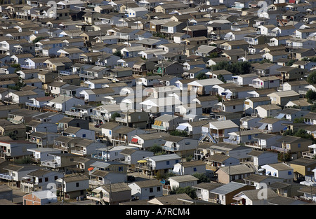 Frankreich, Aude, Gruissan Plage Dorf besteht aus Häusern gebaut auf Pfählen (Luftbild) Stockfoto