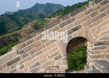 Asien China Simatai Detail von Mauerwerk der großen Mauer Stockfoto
