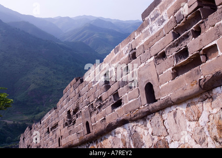 Asien China Simatai Detail von Mauerwerk der großen Mauer Stockfoto