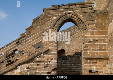 Asien China Simatai Detail von Mauerwerk der großen Mauer Stockfoto