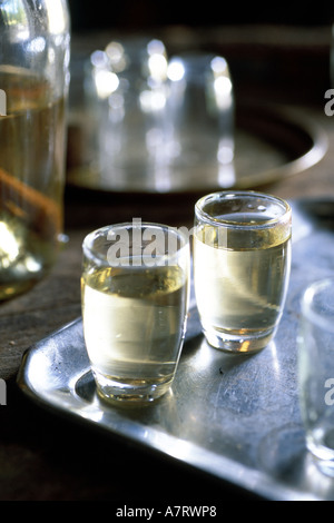 Republik von Montenegro, Bucht von Kotor, Lovcen Berg, snack im Restaurant Kod Pera Na Bukovicu (Raki Produzent, lokaler Alkohol) Stockfoto