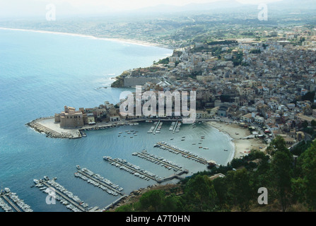 Luftbild des Hafens, Castellammare Del Golfo, Sizilien, Italien Stockfoto
