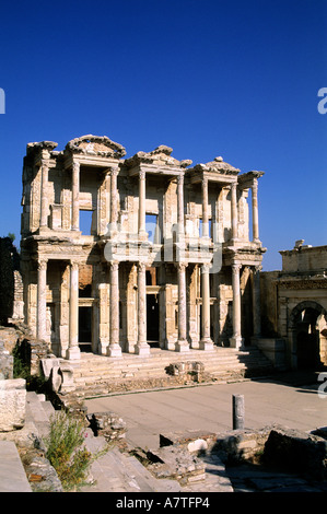 Türkei, die antike Stadt Ephesus an der Ägäis-Küste, die Celsus-Bibliothek Stockfoto