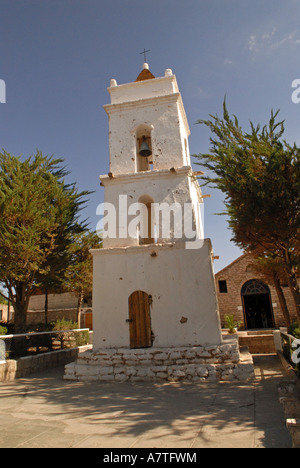Bell Tower Main Square Toconao Dorf Atacama Wüste Chile Stockfoto