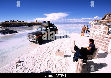 Bolivien, südlich von Altiplano, halten am Salz Hotel im Salar de Uyuni (Uyuni Salz flach) Stockfoto