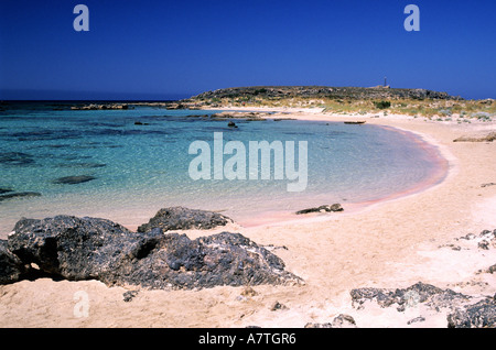 Griechenland, Kreta, Elafonissi-Insel und die rosafarbenen Sandstrände Stockfoto
