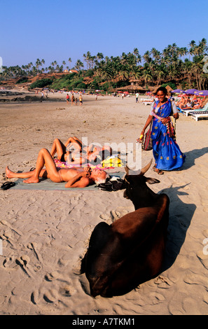 Indien, Goa Zustand, wenig Vagator beach Stockfoto