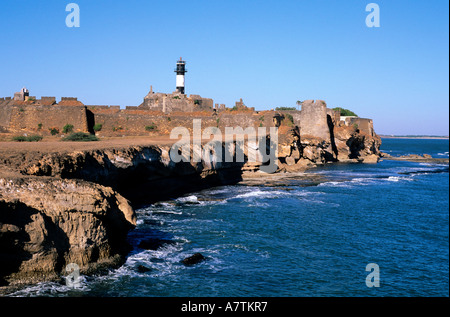 Indien, Union Territory von Daman und Diu, Diu Stadt, portugiesisches Fort an Oman Küste Stockfoto