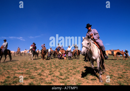 Mongolei, Provinz Arkhangai, Tsetserleg, Naadam-Fest Stockfoto