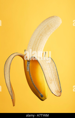 Nahaufnahme der geschälte Banane Stockfoto