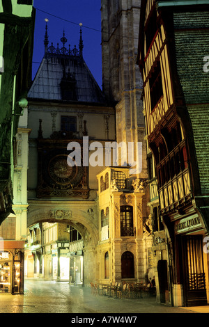 Frankreich, Seine Maritime, Rouen, Gros Horloge Straße im historischen Zentrum Stockfoto