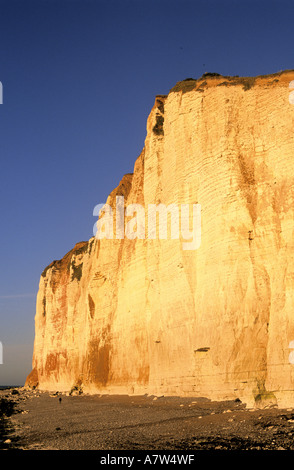 Frankreich, Seine Maritime, Les Petites Dalles Klippen an der Küste von Alabaster Stockfoto