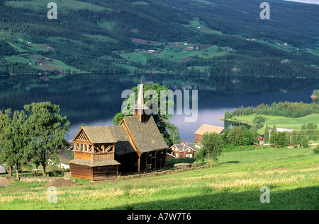Norwegen, Sognefjord, Holzkirche im Valdres-Tal Stockfoto