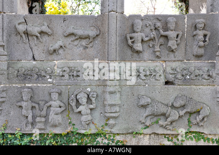 Fensterrahmen aus Basalt im manuellen Stil des 16. Jahrhunderts (Detail), Quinta das Cruzes, Funchal, Madeira, Portugal Stockfoto