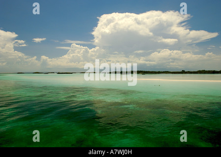 Schnorcheln auf Double Breasted Cay zerlumpte Insel Kette Bahamas Atlantik Stockfoto