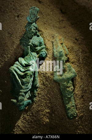 Ägypten, Bronze-Statuen von Herkules-Tempel, Darstellung Osiris und Aphrodite, El Bawati, Oase Bahariya, griechisch-römischen Stockfoto