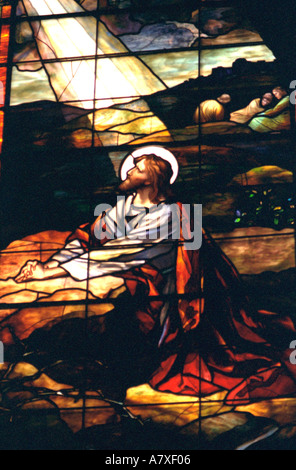 Jesus betet im Garten Gethsemane vor seiner Verhaftung. Hand - farbige