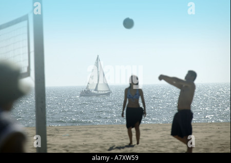 Volleyball am Strand Stockfoto