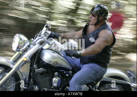 MANN AUF HARLEY DAVIDSON MOTORRAD, KALIFORNIEN, USA Stockfoto