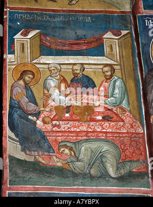 Fresken in Visoki Decani Kloster aus dem 14. Jahrhundert in Kosovo und Metochien, Serbien. Stockfoto