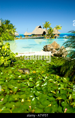 Schöne Bora Bora Nui Resort & Spa. Bora Bora, Gesellschaftsinseln, Französisch-Polynesien. (PR) Stockfoto