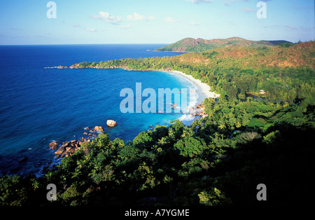Seychellen-Insel Praslin (Luftbild) einer fernen Bucht Stockfoto